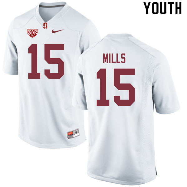 Youth #15 Davis Mills Stanford Cardinal College Football Jerseys Sale-White - Click Image to Close